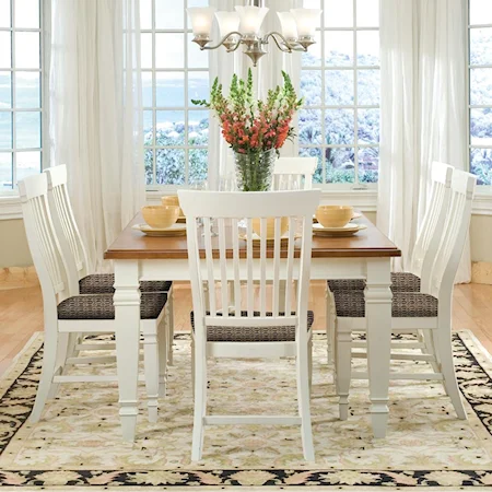 7-Piece Farmhouse Leg Dining Table & 6 Side Chair Set